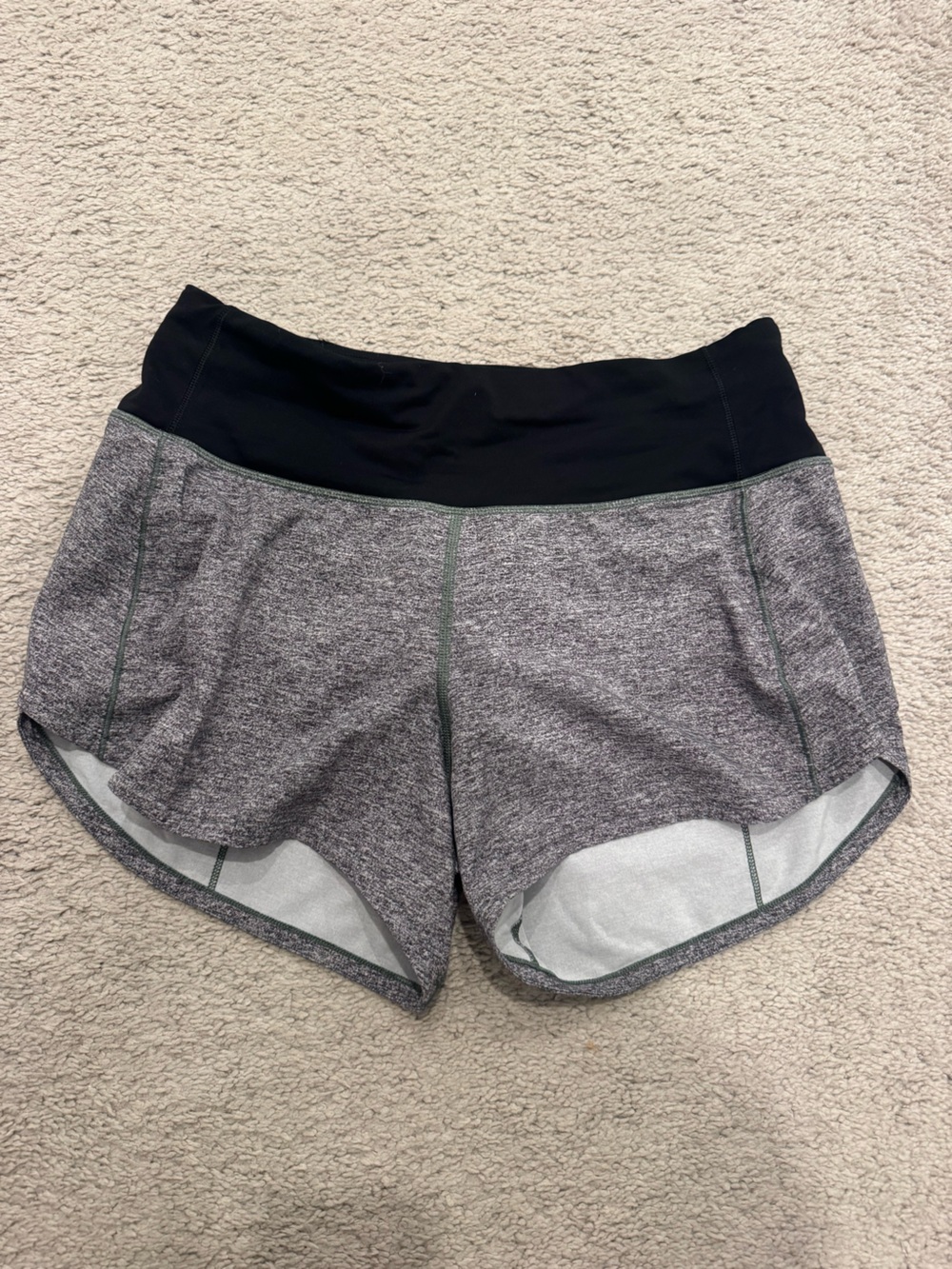 lululemon athletica Grey Heather Athletic Shorts with Black Waistband